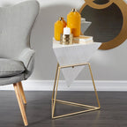 Table d'appoint en pyramide inversée géométrique en bois avec support en métal | Noir ou Blanc