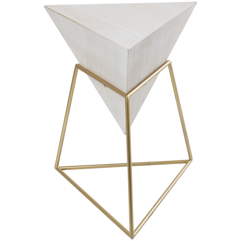 Table d'appoint en pyramide inversée géométrique en bois avec support en métal | Noir ou Blanc