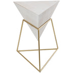 Table d'appoint en pyramide inversée géométrique en bois avec support en métal | Noir ou Blanc
