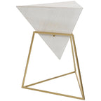 Table d'appoint en pyramide inversée géométrique en bois avec support en métal | Noir ou Blanc