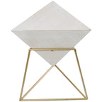 Table d'appoint en pyramide inversée géométrique en bois avec support en métal | Noir ou Blanc