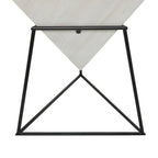 Table d'appoint en pyramide inversée géométrique en bois avec support en métal | Noir ou Blanc