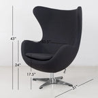 Fauteuil inclinable pivotant en tissu de laine Mid-Century Modern