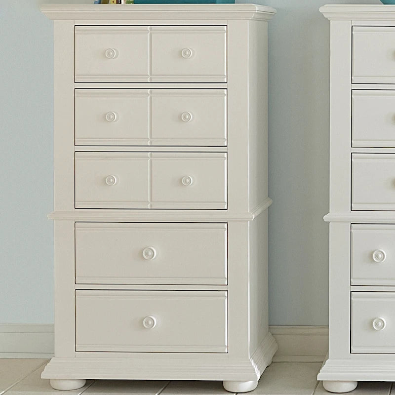 Semainier Oyster White | Commode Haute et Étroite avec Plusieurs Tiroirs