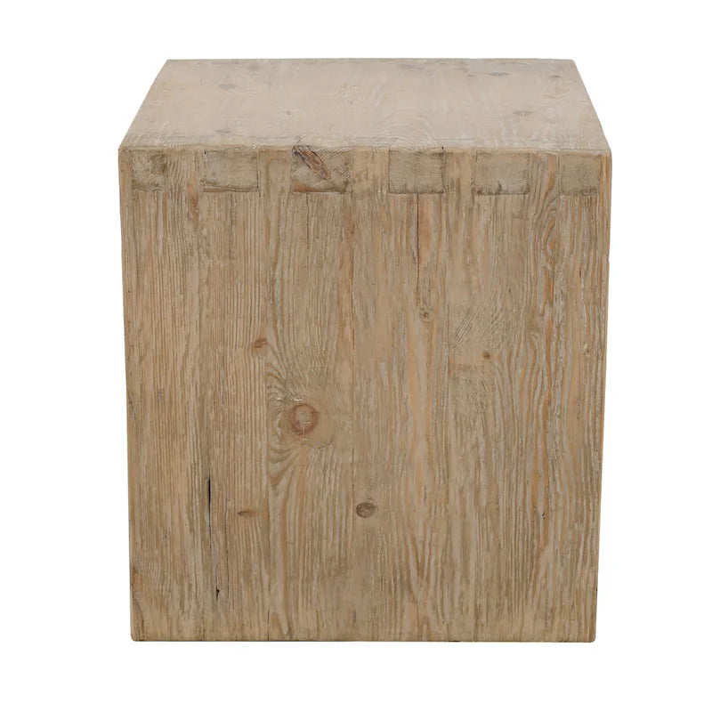 Table d'appoint cascade avec étagère ouverte | Fini naturel vieilli | 22x22x24H