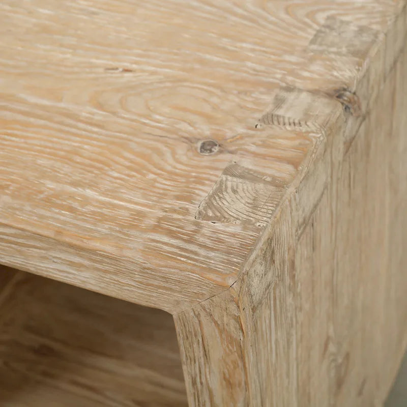 Table d'appoint cascade avec étagère ouverte | Fini naturel vieilli | 22x22x24H