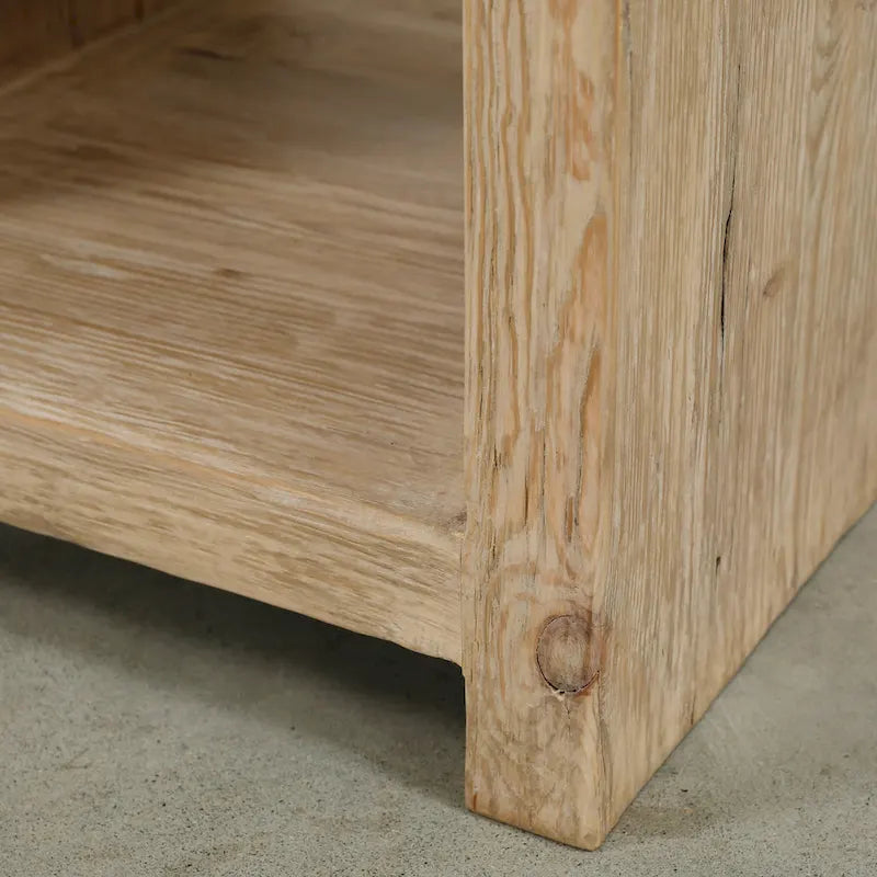 Table d'appoint cascade avec étagère ouverte | Fini naturel vieilli | 22x22x24H