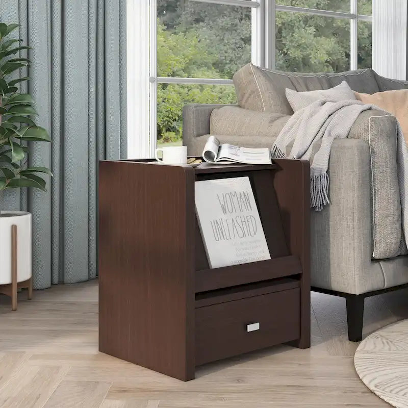 Dine Modern Walnut 18-inch 1-Shelf Side Table by Furniture of America
