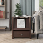 Table d'appoint moderne en noyer de 45 cm avec 1 étagère | Table d'appoint minimaliste