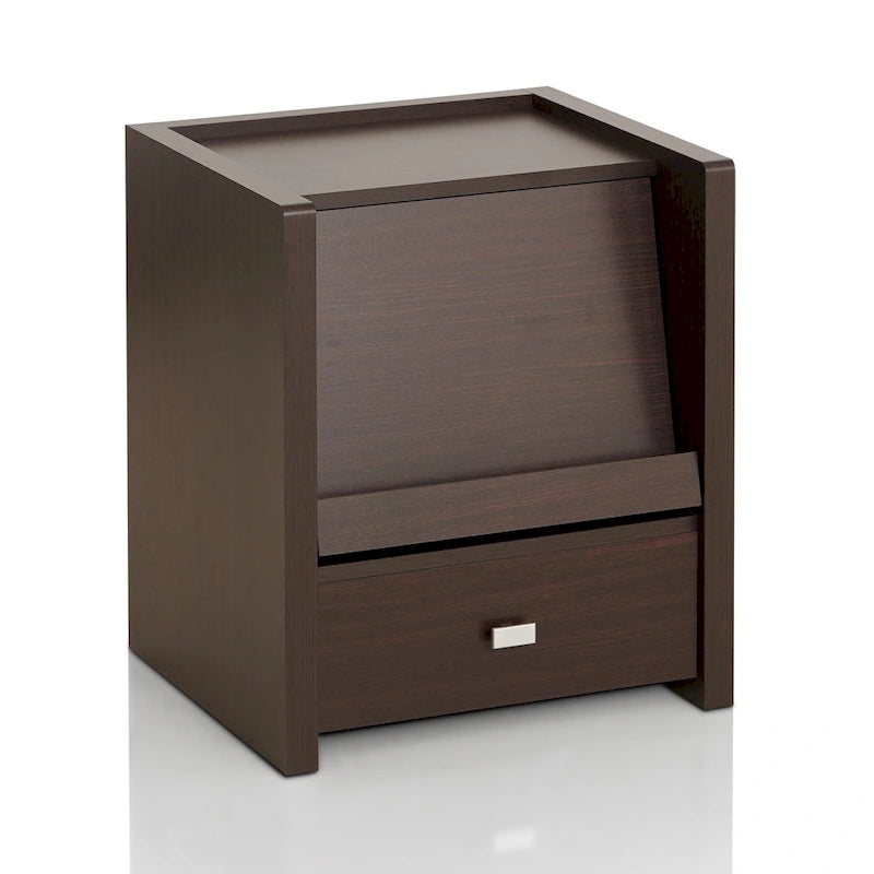 Table d'appoint moderne en noyer de 45 cm avec 1 étagère | Table d'appoint minimaliste
