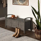 Banc de rangement d'entrée en bois massif de 112 cm de large avec siège relevable | Style Ferme