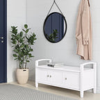 Banc de rangement d'entrée en bois massif de 112 cm de large avec siège relevable | Style Ferme