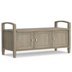 Banc de rangement d'entrée en bois massif de 112 cm de large avec siège relevable | Style Ferme