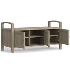 Banc de rangement d'entrée en bois massif de 112 cm de large avec siège relevable | Style Ferme
