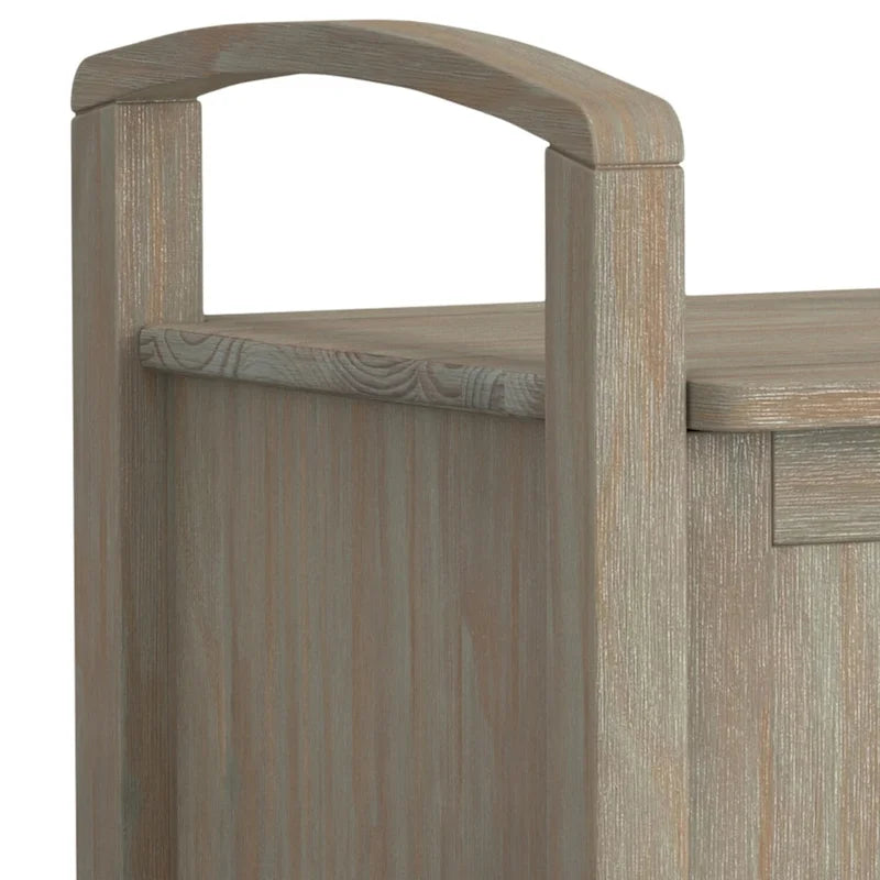 Banc de rangement d'entrée en bois massif de 112 cm de large avec siège relevable | Style Ferme