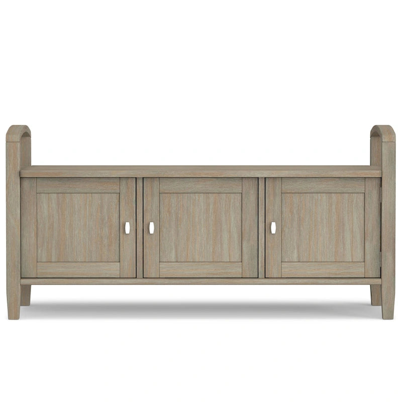Banc de rangement d'entrée en bois massif de 112 cm de large avec siège relevable | Style Ferme