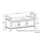 Banc de rangement d'entrée en bois massif de 112 cm de large avec siège relevable | Style Ferme