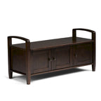 Banc de rangement d'entrée en bois massif de 112 cm de large avec siège relevable | Style Ferme