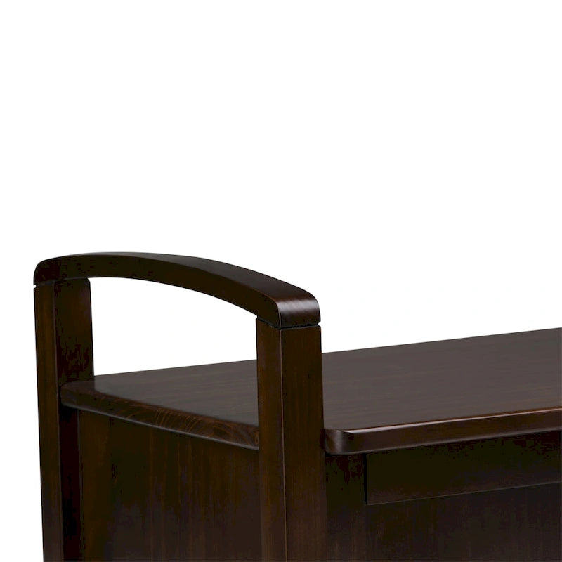 Banc de rangement d'entrée en bois massif de 112 cm de large avec siège relevable | Style Ferme