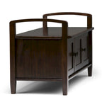 Banc de rangement d'entrée en bois massif de 112 cm de large avec siège relevable | Style Ferme