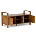 Banc de rangement d'entrée en bois massif de 112 cm de large avec siège relevable | Style Ferme