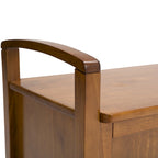Banc de rangement d'entrée en bois massif de 112 cm de large avec siège relevable | Style Ferme