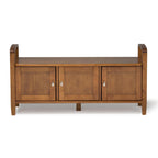 Banc de rangement d'entrée en bois massif de 112 cm de large avec siège relevable | Style Ferme