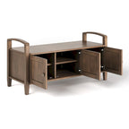 Banc de rangement d'entrée en bois massif de 112 cm de large avec siège relevable | Style Ferme