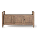Banc de rangement d'entrée en bois massif de 112 cm de large avec siège relevable | Style Ferme