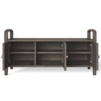 Banc de rangement d'entrée en bois massif de 112 cm de large avec siège relevable | Style Ferme