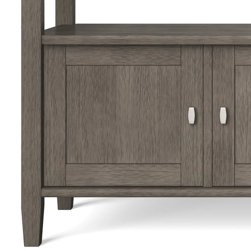 Banc de rangement d'entrée en bois massif de 112 cm de large avec siège relevable | Style Ferme
