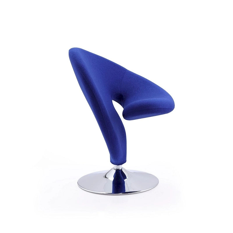 Fauteuil pivotant en mélange de laine chromé poli | Style Mid-Century Modern