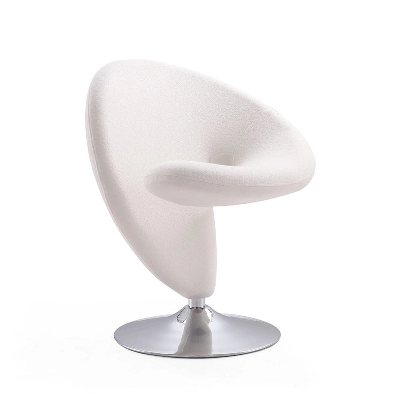 Fauteuil pivotant en mélange de laine chromé poli | Style Mid-Century Modern