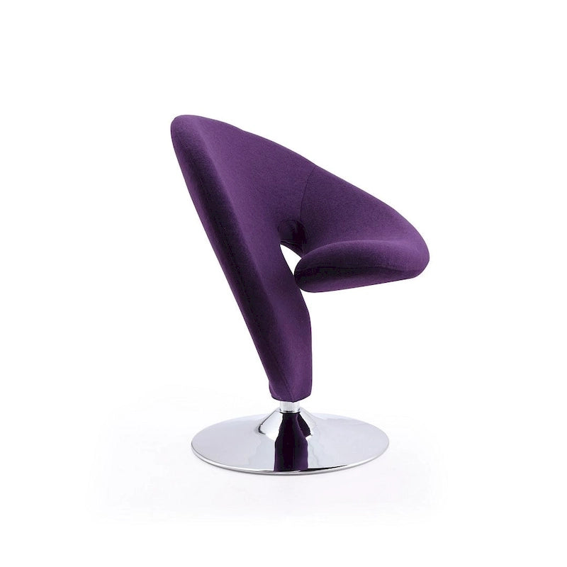 Fauteuil pivotant en mélange de laine chromé poli | Style Mid-Century Modern