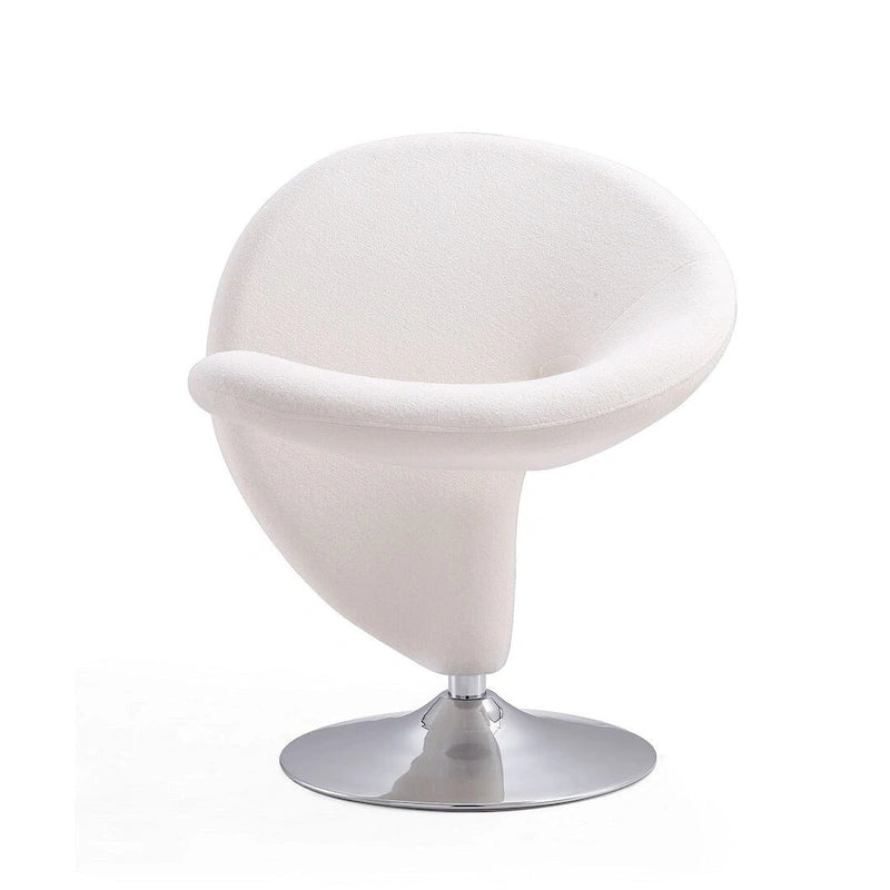 Fauteuil pivotant en mélange de laine chromé poli | Style Mid-Century Modern