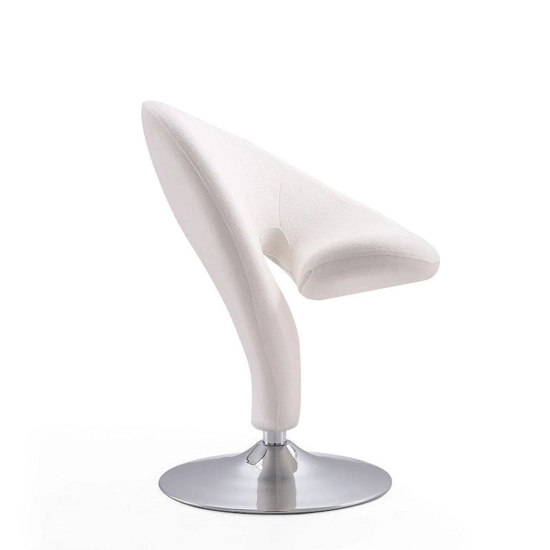 Fauteuil pivotant en mélange de laine chromé poli | Style Mid-Century Modern