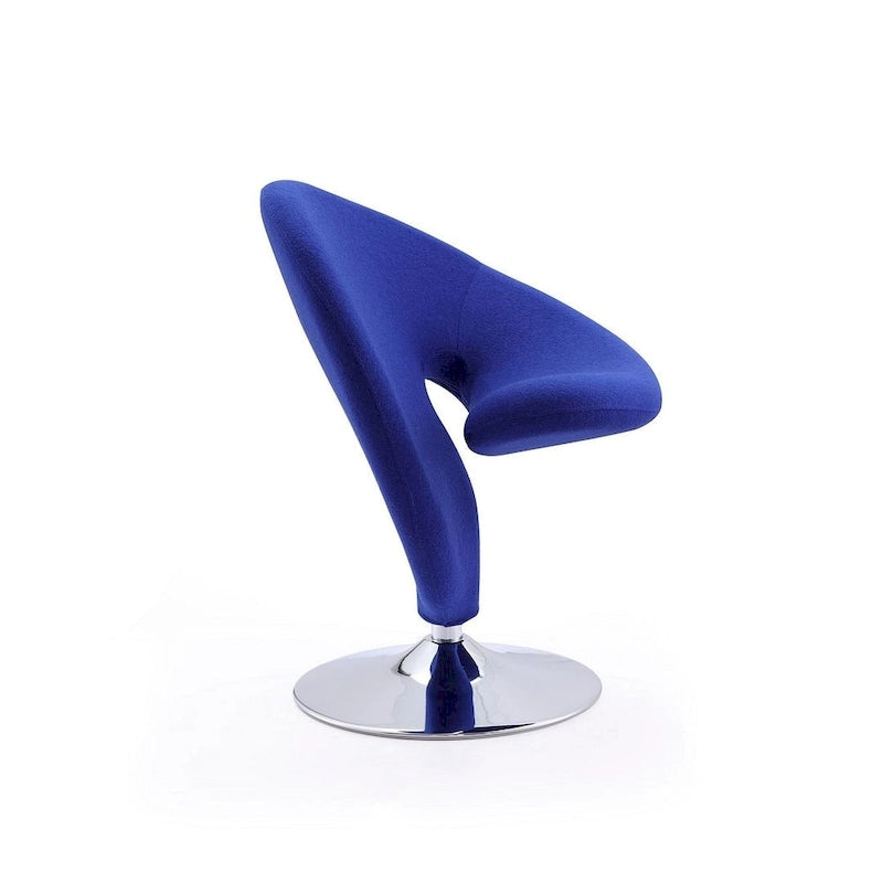 Fauteuil pivotant en mélange de laine chromé poli | Style Mid-Century Modern