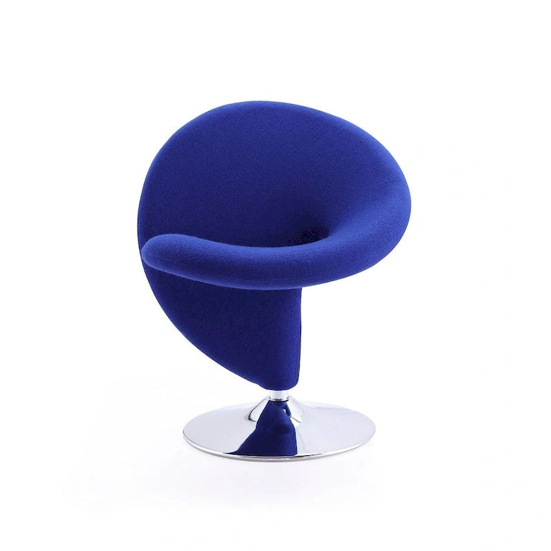 Fauteuil pivotant en mélange de laine chromé poli | Style Mid-Century Modern
