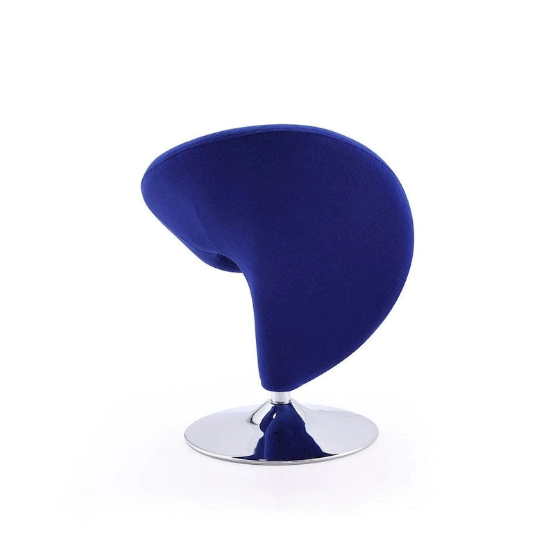 Fauteuil pivotant en mélange de laine chromé poli | Style Mid-Century Modern
