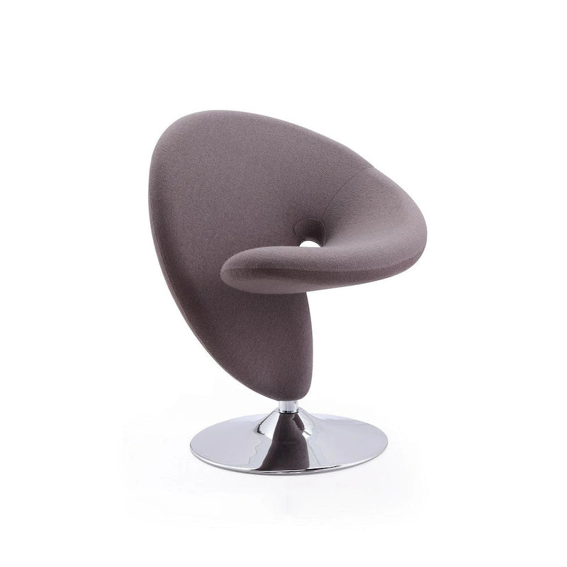 Fauteuil pivotant en mélange de laine chromé poli | Style Mid-Century Modern