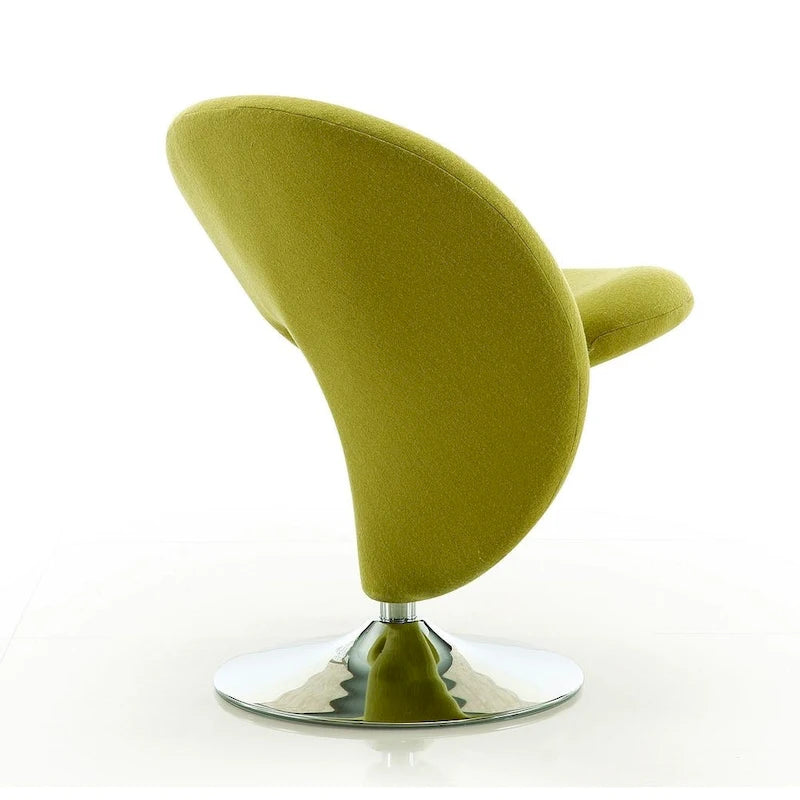 Fauteuil pivotant en mélange de laine chromé poli | Style Mid-Century Modern