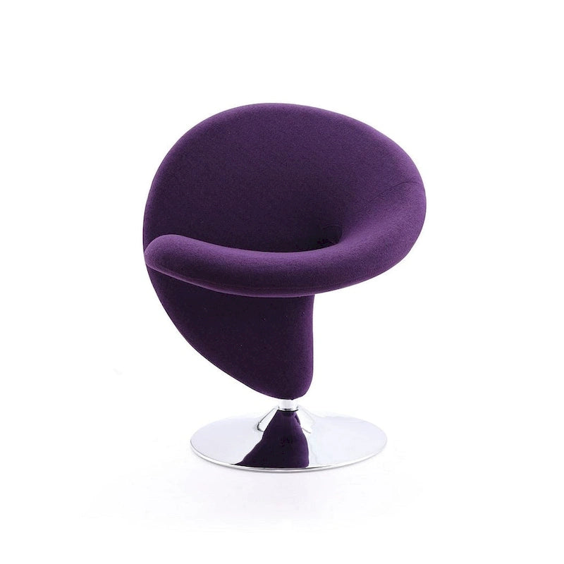 Fauteuil pivotant en mélange de laine chromé poli | Style Mid-Century Modern
