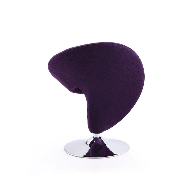 Fauteuil pivotant en mélange de laine chromé poli | Style Mid-Century Modern