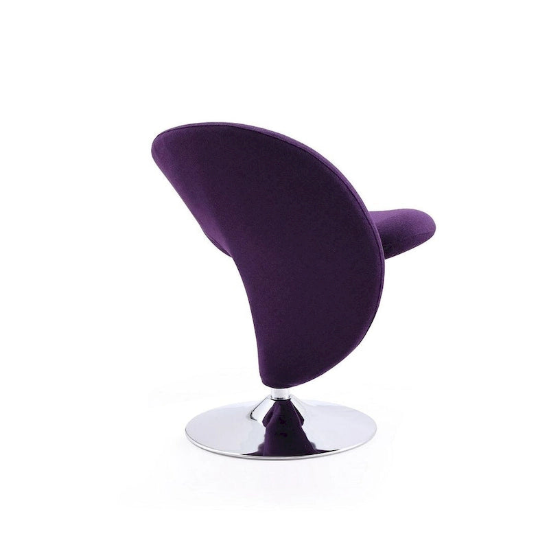 Fauteuil pivotant en mélange de laine chromé poli | Style Mid-Century Modern
