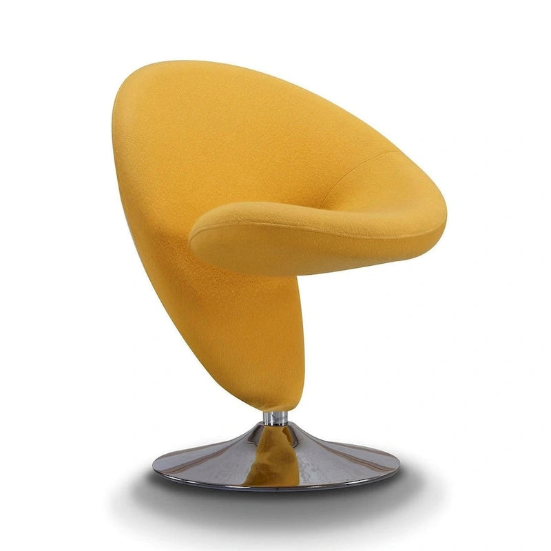 Fauteuil pivotant en mélange de laine chromé poli | Style Mid-Century Modern