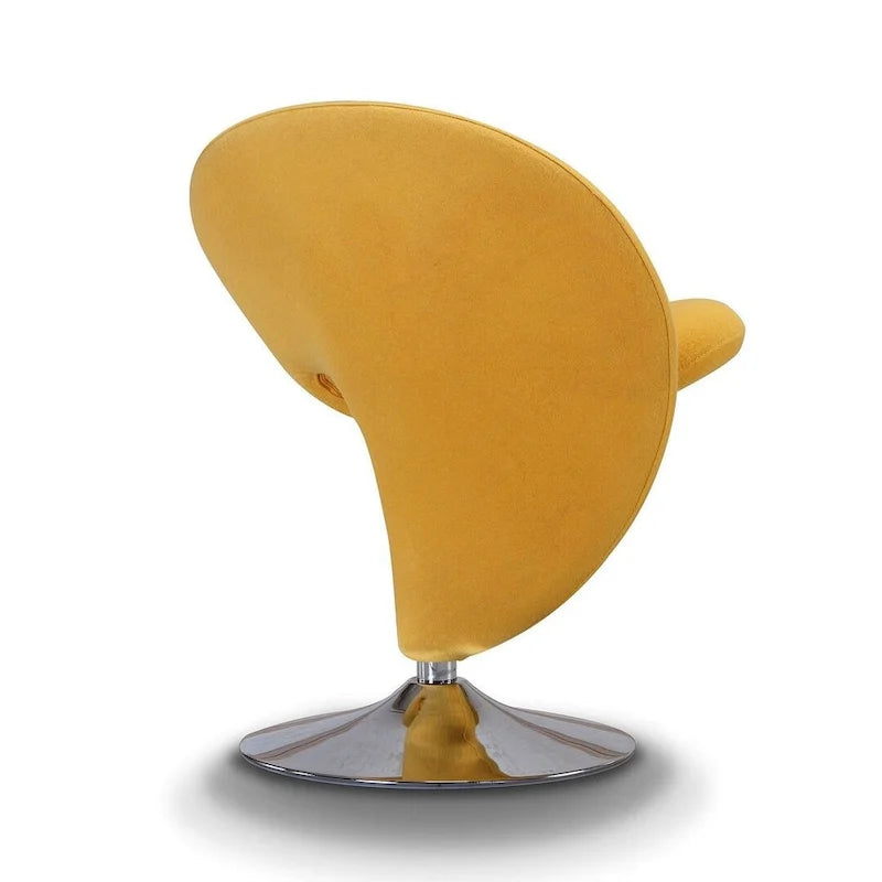 Fauteuil pivotant en mélange de laine chromé poli | Style Mid-Century Modern