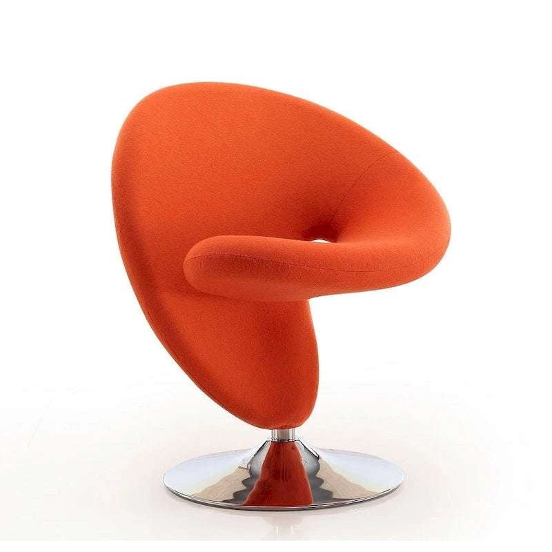 Fauteuil pivotant en mélange de laine chromé poli | Style Mid-Century Modern