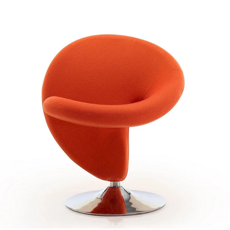 Fauteuil pivotant en mélange de laine chromé poli | Style Mid-Century Modern