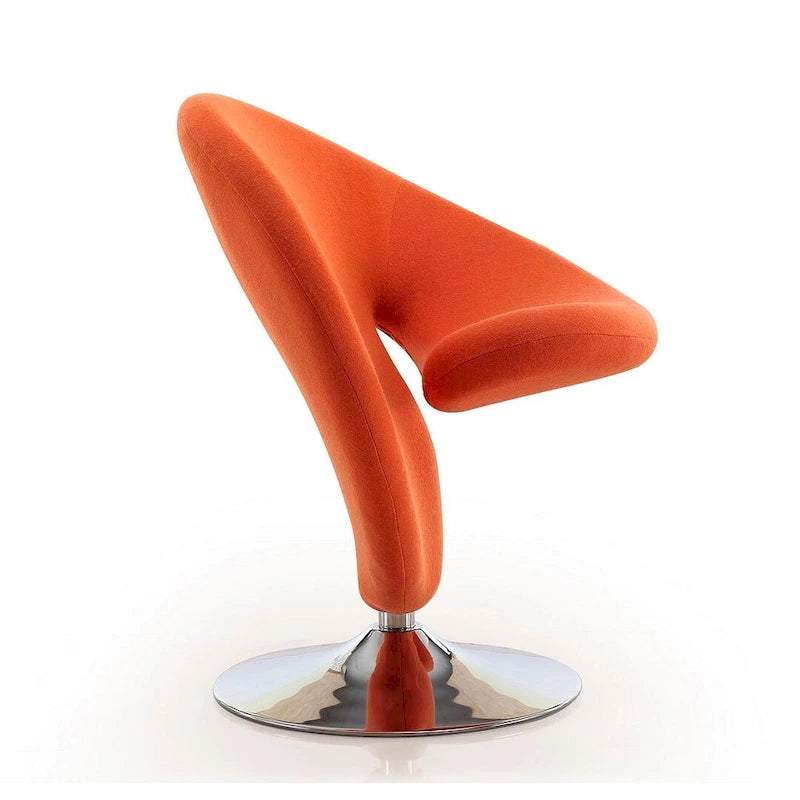 Fauteuil pivotant en mélange de laine chromé poli | Style Mid-Century Modern