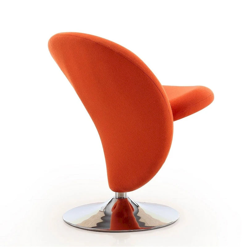 Fauteuil pivotant en mélange de laine chromé poli | Style Mid-Century Modern